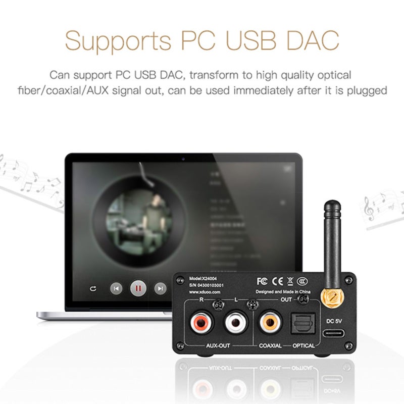 تحويل ومستقبل صوت بلوتوث 5.0 XDUOO XQ-50 PRO DAC Type C HD CS8406 ES9018K2M مستقبل ومحول - Image 3