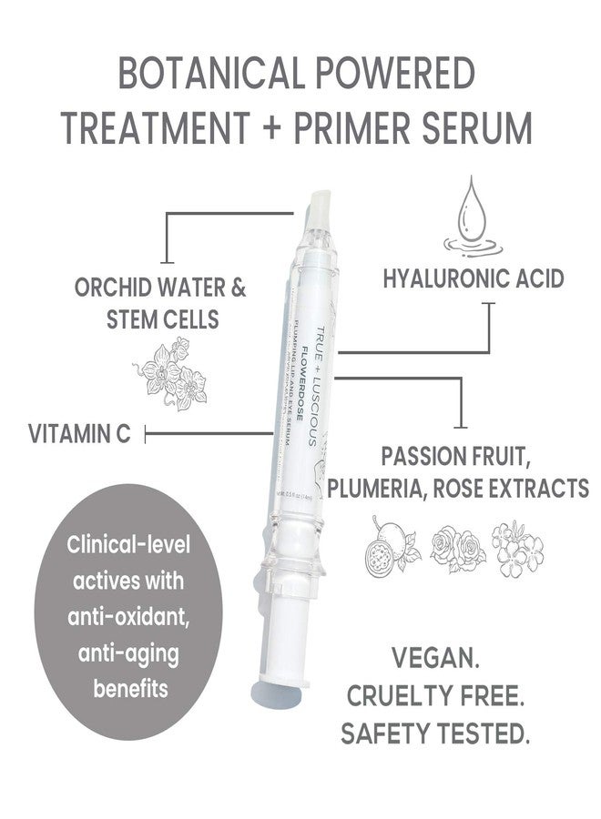 True + Luscious Flowerdose Lip & Eye Serum - Plumping & Hydrating Treatment with Hyaluronic Acid & Orchid Stem Cells - Clean Beauty Anti-Aging Formula for Dark Circles & Fine Lines - 0.5 oz - Image 5