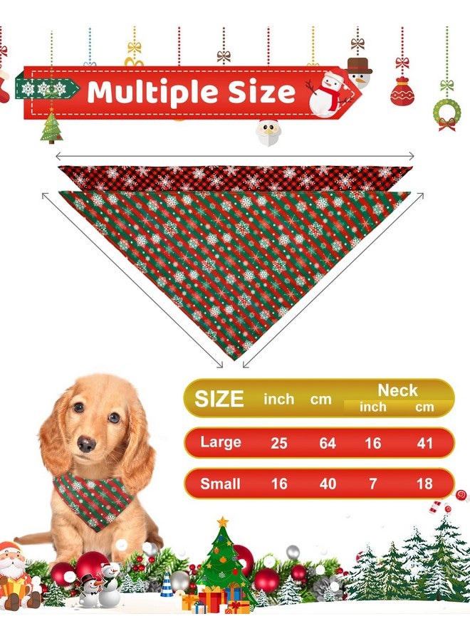 FINPAC 2 Pack Dog Christmas Bandanas, FINPAC Triangle Merry Christmas Printing Plaid Pet Scarf Bibs Kerchief Set, Pet Holiday Xmas Decoration for Small Large Puppy Dogs Cats Small Animals, Snowflakes - Image 2