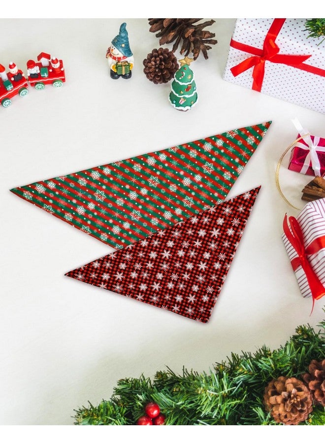 FINPAC 2 Pack Dog Christmas Bandanas, FINPAC Triangle Merry Christmas Printing Plaid Pet Scarf Bibs Kerchief Set, Pet Holiday Xmas Decoration for Small Large Puppy Dogs Cats Small Animals, Snowflakes - Image 4
