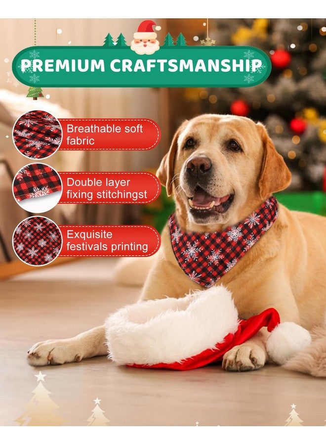 FINPAC 2 Pack Dog Christmas Bandanas, FINPAC Triangle Merry Christmas Printing Plaid Pet Scarf Bibs Kerchief Set, Pet Holiday Xmas Decoration for Small Large Puppy Dogs Cats Small Animals, Snowflakes - Image 3