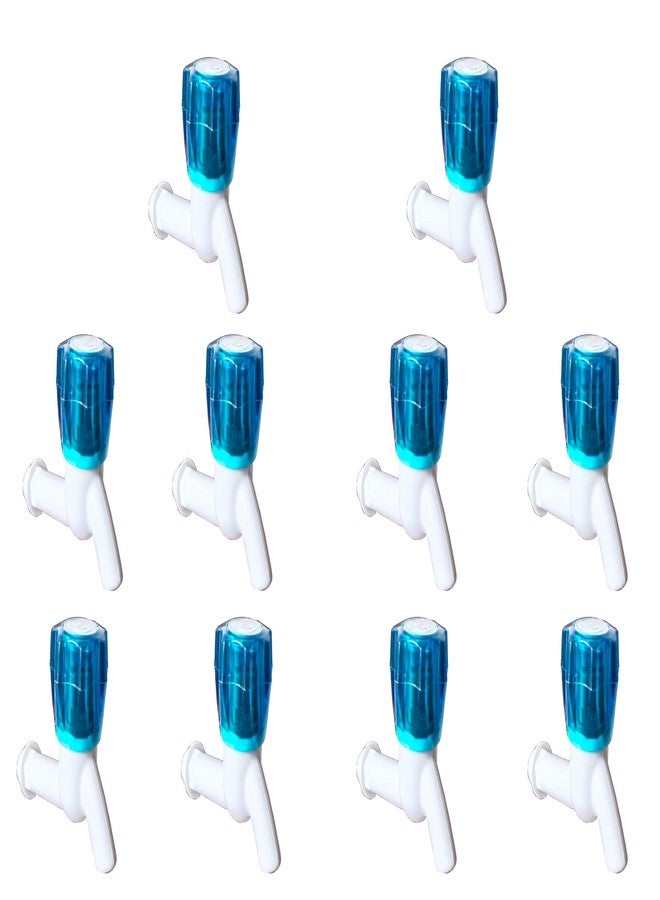 Droptech Blue Crystal Long Body PVC Plastic Bib Cock/Water Taps for Kitchen Bathroom Wash Basins - Set of 10 (1/2", 15 mm) Type PVC Taps Faucet for Hot and Cold Water - Image 1
