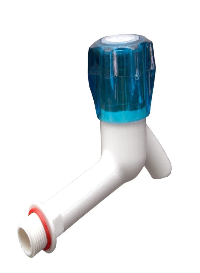 Droptech Blue Crystal Long Body PVC Plastic Bib Cock/Water Taps for Kitchen Bathroom Wash Basins - Set of 10 (1/2", 15 mm) Type PVC Taps Faucet for Hot and Cold Water - Image 4