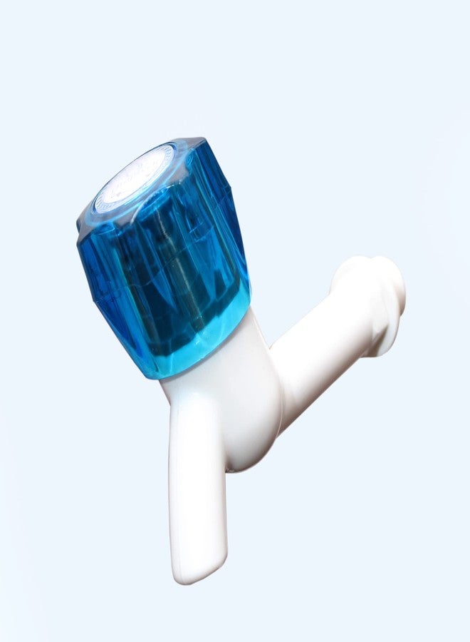 Droptech Blue Crystal Long Body PVC Plastic Bib Cock/Water Taps for Kitchen Bathroom Wash Basins - Set of 10 (1/2", 15 mm) Type PVC Taps Faucet for Hot and Cold Water - Image 3