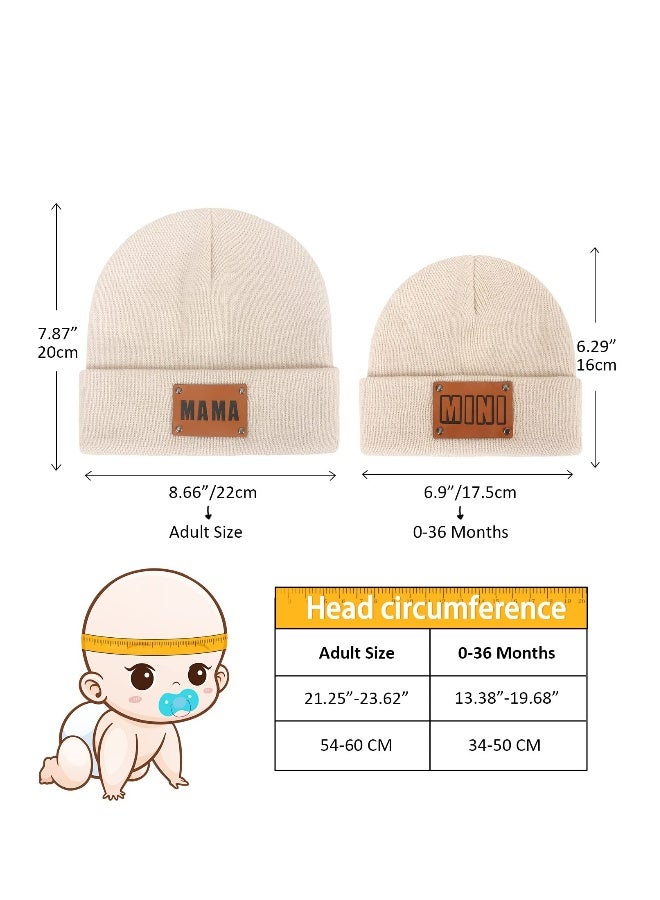 Parent-Child Beanie Hat, 2PCS Mother & Baby Daughter/Son Winter Warm Knit Hat, Kids Soft Beanie Cap, Ski Cap - Image 4