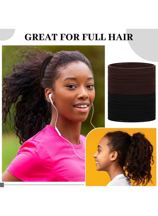 Dingion 80 Count Extra Long Hair Tie for Long Thick and Curly Hair Elastic Ponytail Holders for Women No Metal Long Hair Bands Hair Accessories (Black, Brown) - Image 5