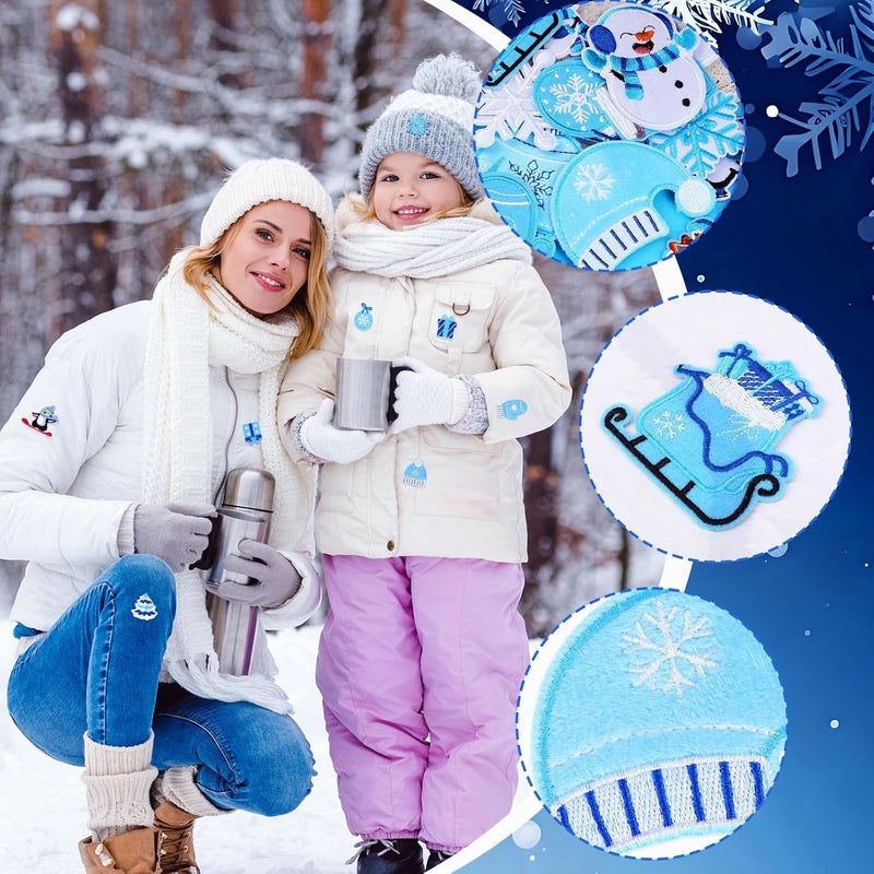 Augsun 36pcs Winter Iron On Patches Xmas Embroidered Sew Applique Repair Patch Cute Snowflake Snowman Polar Bear Penguin Tree Wreath Candy Cane DIY Crafts for Clothing Jacket Jeans Pants Dress Backpack Hat - Image 4