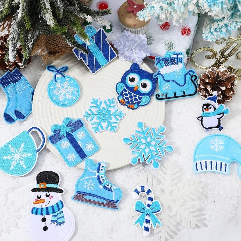 Augsun 36pcs Winter Iron On Patches Xmas Embroidered Sew Applique Repair Patch Cute Snowflake Snowman Polar Bear Penguin Tree Wreath Candy Cane DIY Crafts for Clothing Jacket Jeans Pants Dress Backpack Hat - Image 2