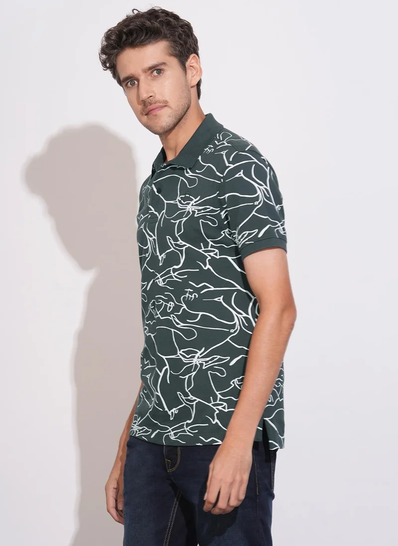 Being Human Men Printed Polo Collar Pure Cotton T-shirt