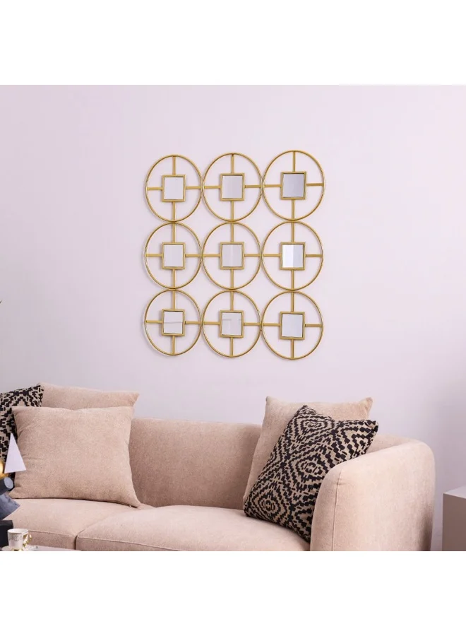 DANUBE HOME SS24 Stolpa Metal Wall Accent Gold And White 90x90x2.5cm