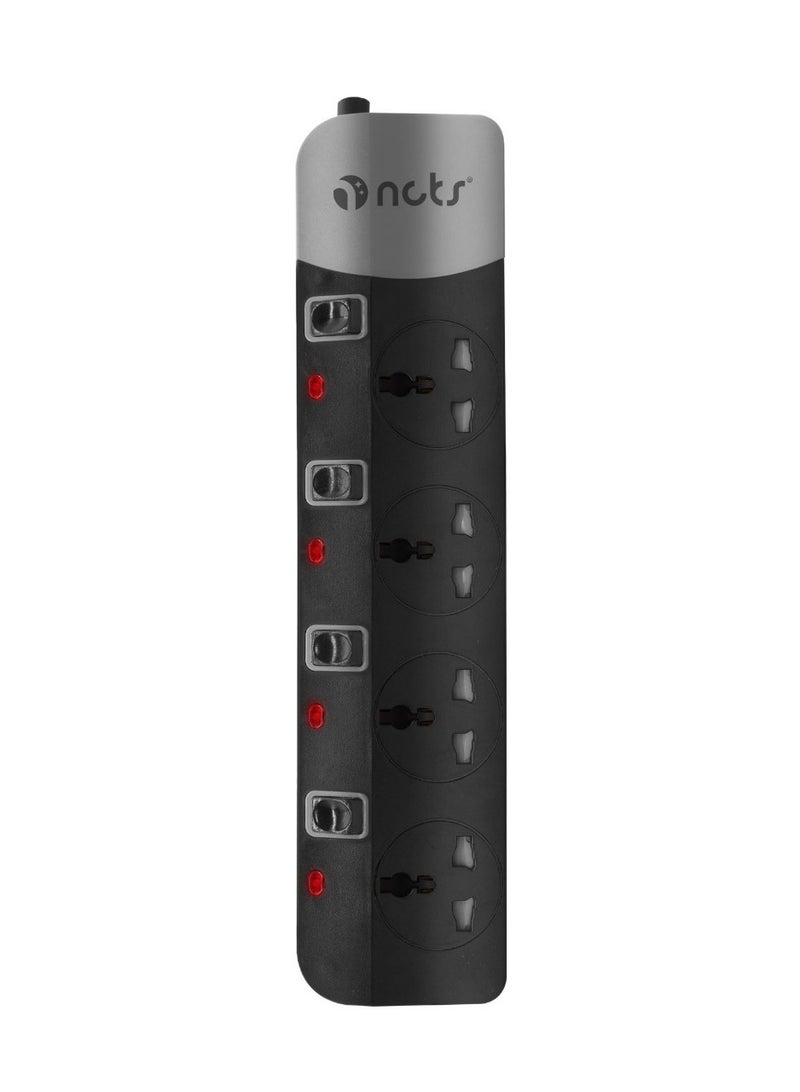 NCTS NCTS 4125B QFLUX SERIES 4WAY Universal extension socket, overload protection, Cable length:1.8M, Child resistant safety covers, EU plug top, Surge Protector, Fire retardant casing (EU PLUG)  - Image 1