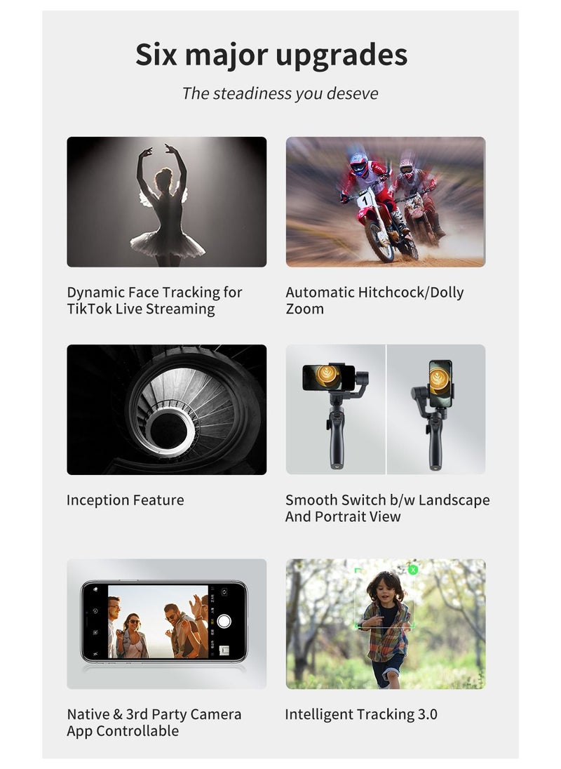 Generic - Handheld Gimbal Stabilizer for iPhone 11 Pro/X /XS Android Smartphone Vlog Youtuber Live Video Record with Sport Inception Mode Face Object Tracking(Upgraded 3-Axis Capture 2S) - Image 1