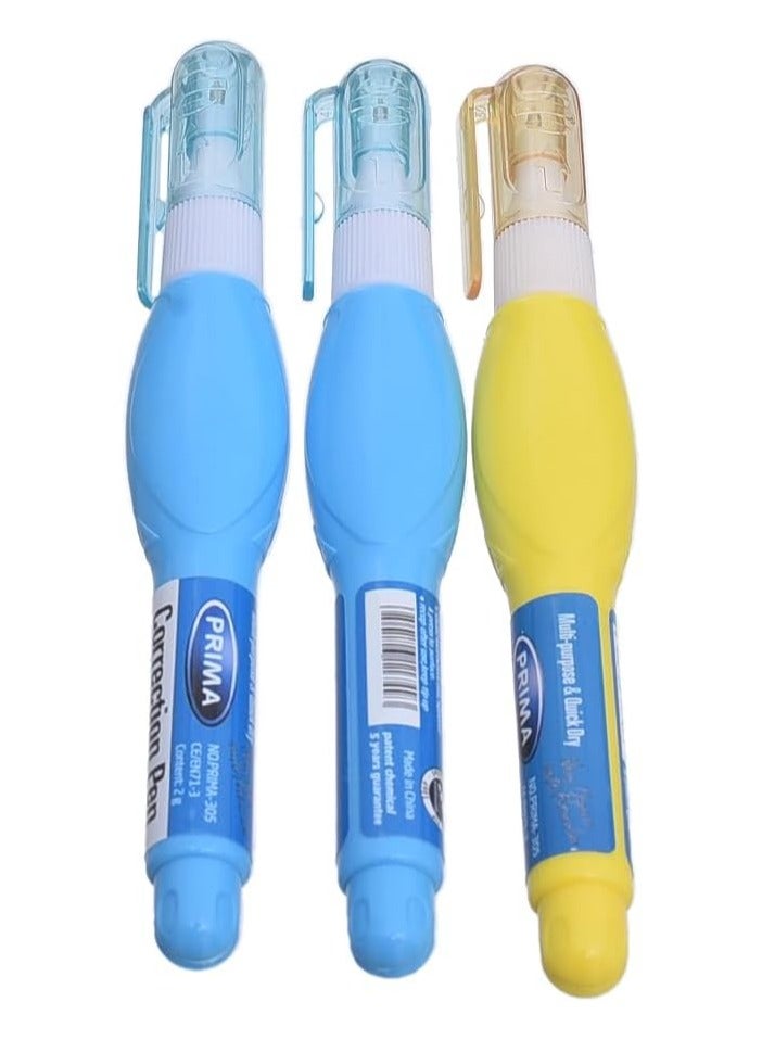 بريما علبة الكوريكتورقلم تصحيح سريع الجفاف Prima بطرف معدني رفيع، عبوة   باللون الابيض  العلبة : ١٢ قلم - Image 1