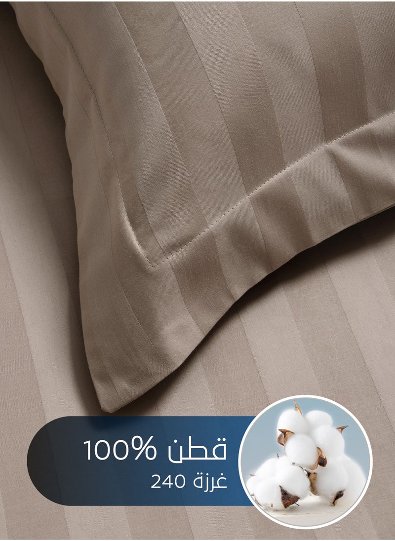 Master Home Textile Cotton Hotel Duvet Cover Sets, Fits 160 cm x 200 cm Size Bed, 4 Pcs Queen Size, Hotel Stripe Pattern  - Image 4