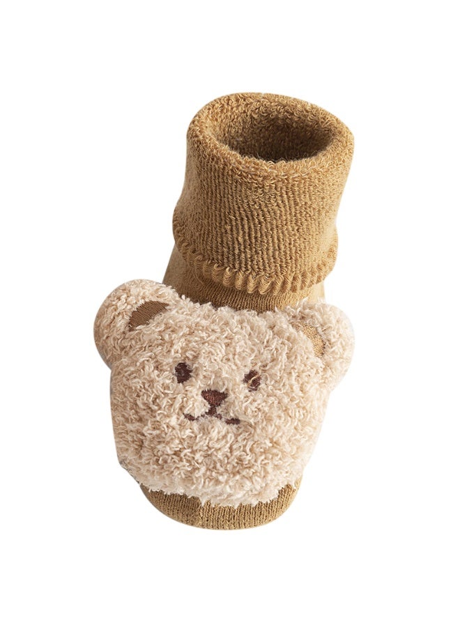 Bambimici جوارب وجه دب 3D لطيفة للأطفال حديثي الولادة والرضع نموذج 3 - بني - Image 3