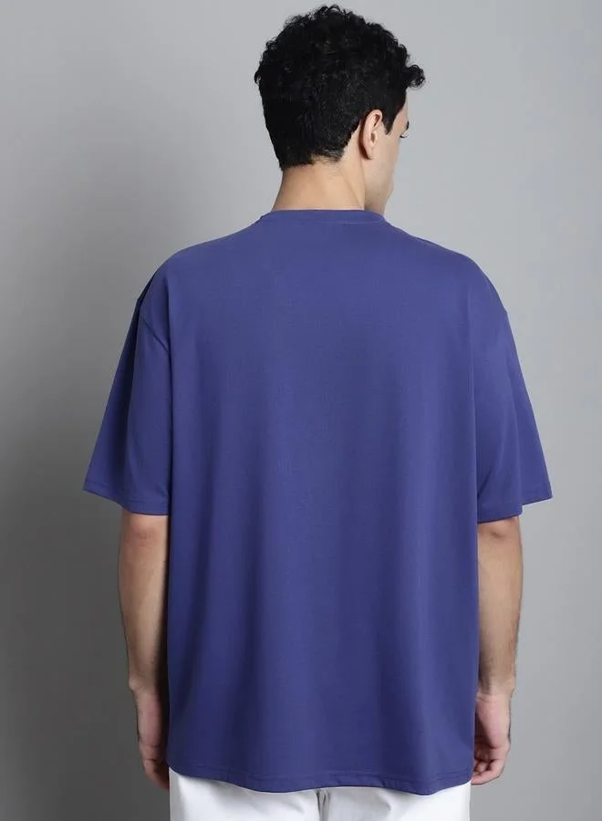 Take Two Men Navy Blue Oversized Slogan Print T-Shirt By Door74