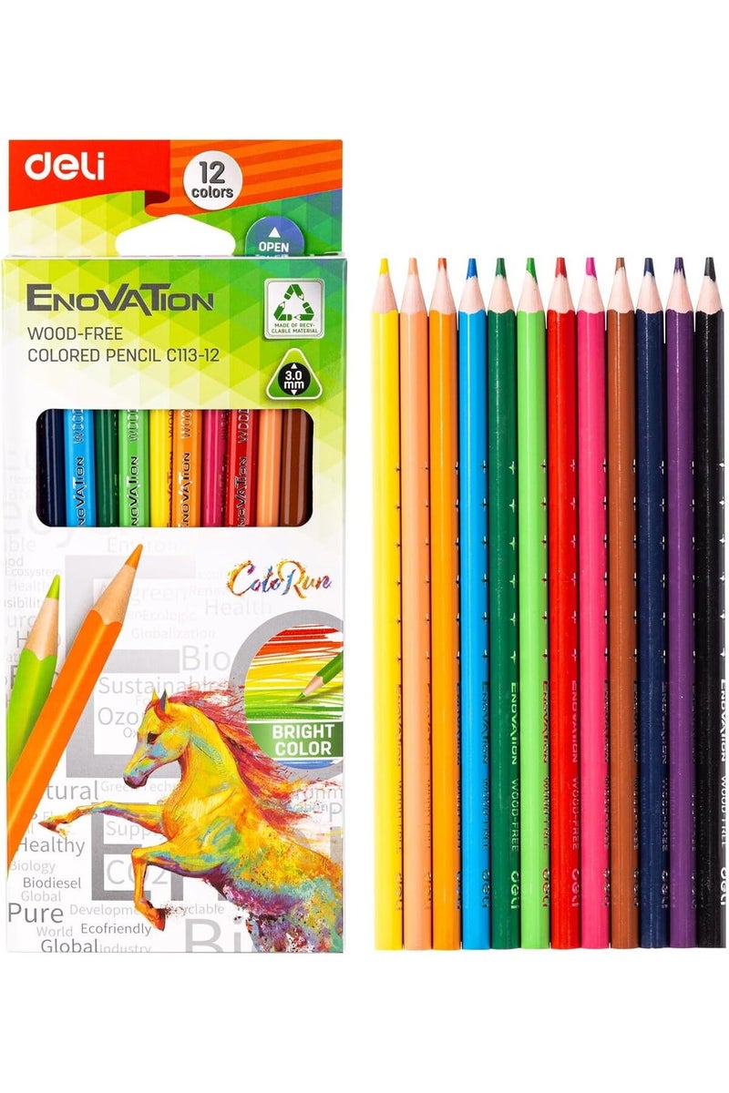 Deli Colored Pencil 12 Color Asst. EC113-12 - Image 1