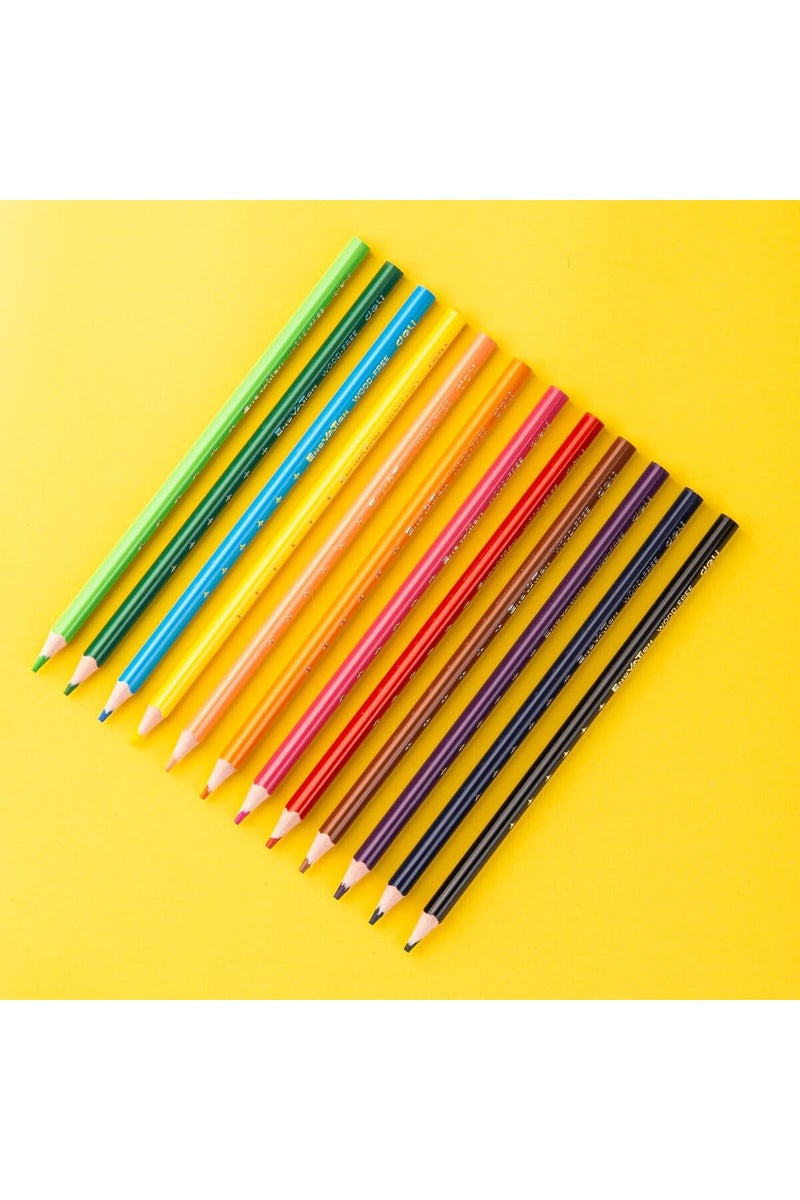 Deli Colored Pencil 12 Color Asst. EC113-12 - Image 2