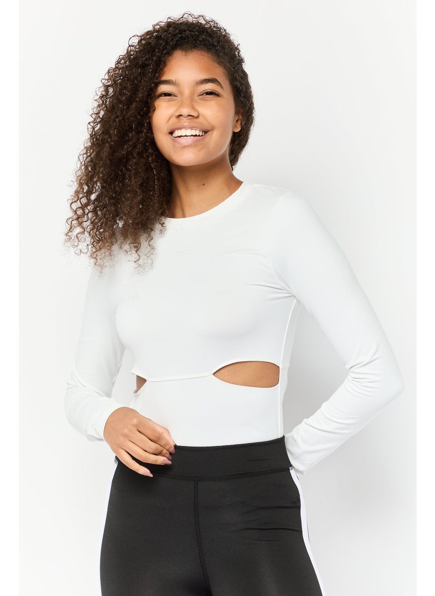 Reebok Women Sportswear Fit Long Sleeve Outdoor Bodysuits, Chalk White  - Image 1
