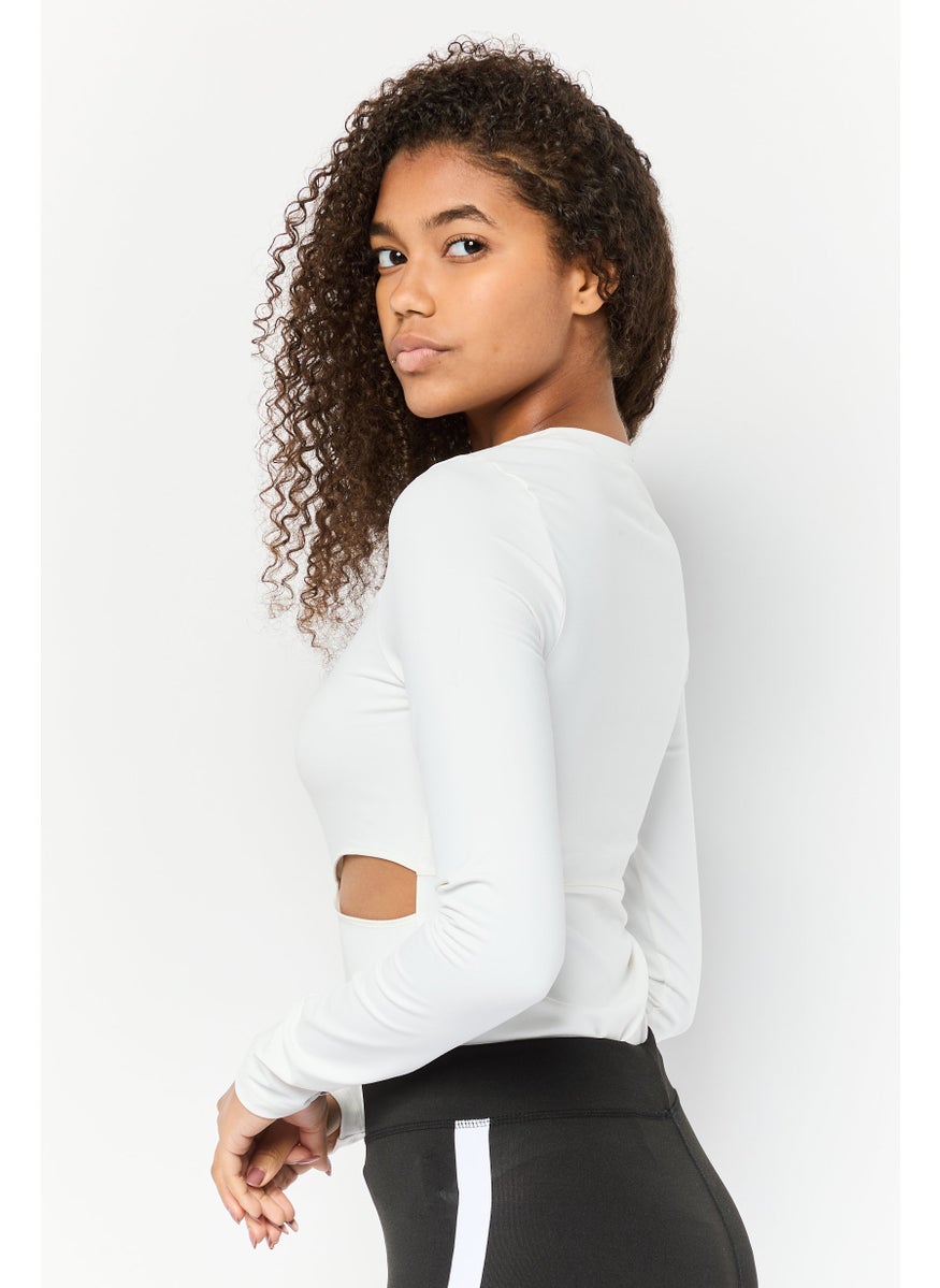 Reebok Women Sportswear Fit Long Sleeve Outdoor Bodysuits, Chalk White  - Image 4