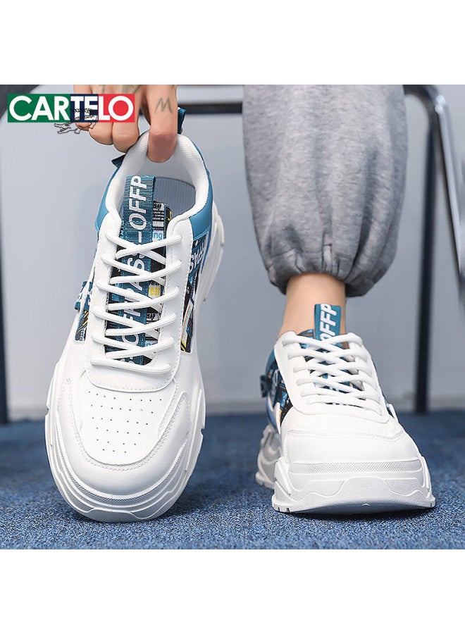 Cartelo Men's Shoes Spring Trendy Casual Sports Shoes Thick Sole Dad Sneakers White Blue Size 44 - Image 4