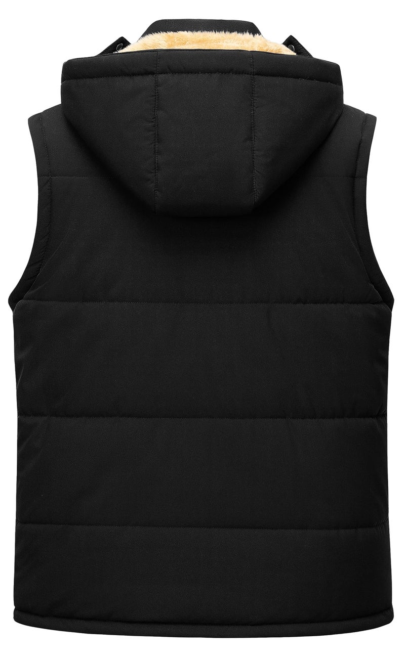 Pursky Mens Puffer Vest Men Waterproof Quilted Vests Outerwear Men's Winter Fleece Lined Outdoor Warm Sleeveless Jackets Black L - Image 2