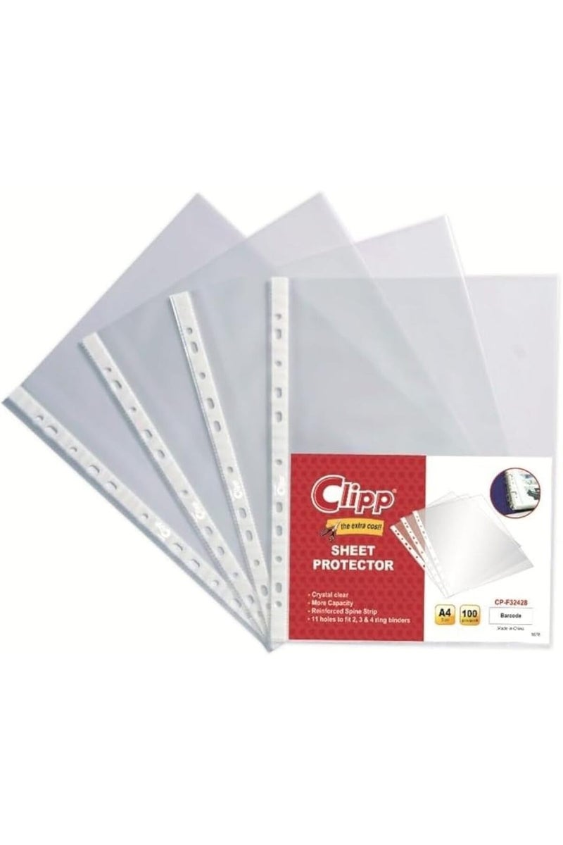 A4 Size PP Glass Pocket File 100-Pieces, Clear