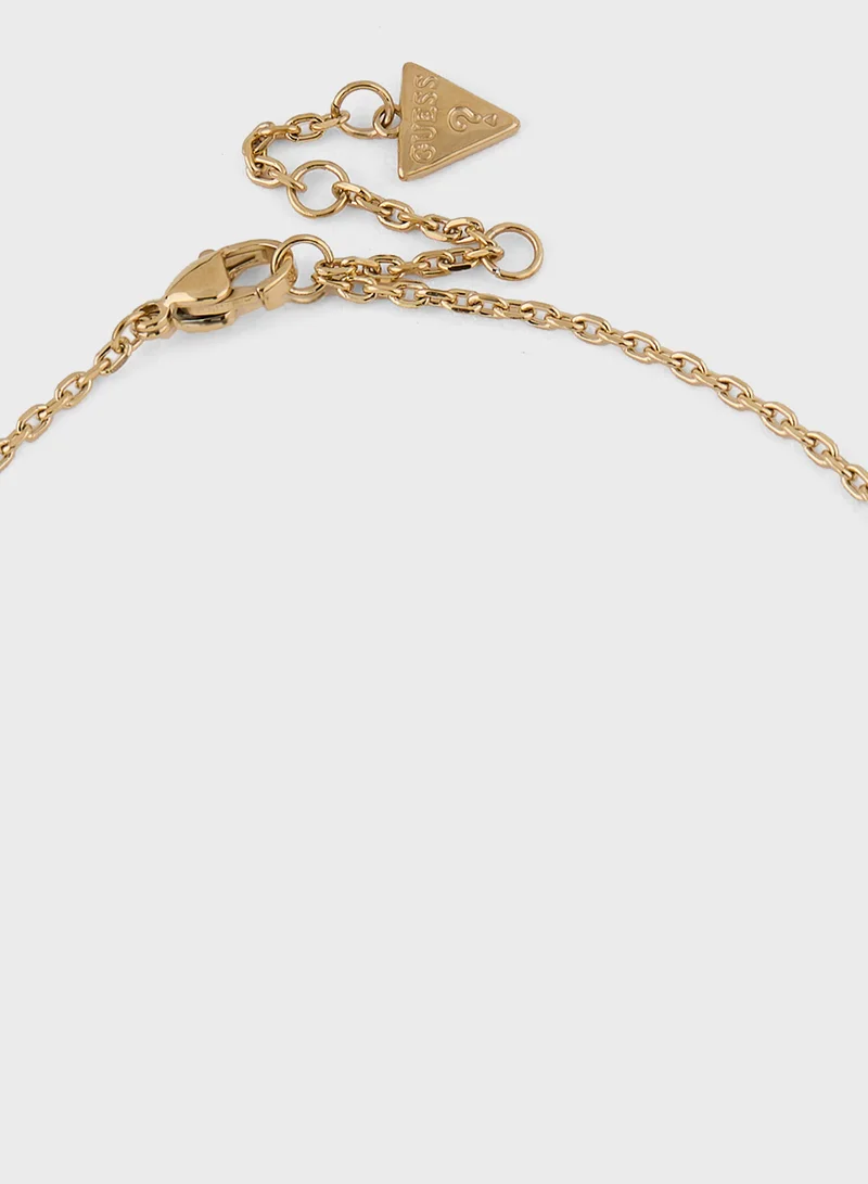 GUESS Matelasse Pave Coin Necklace