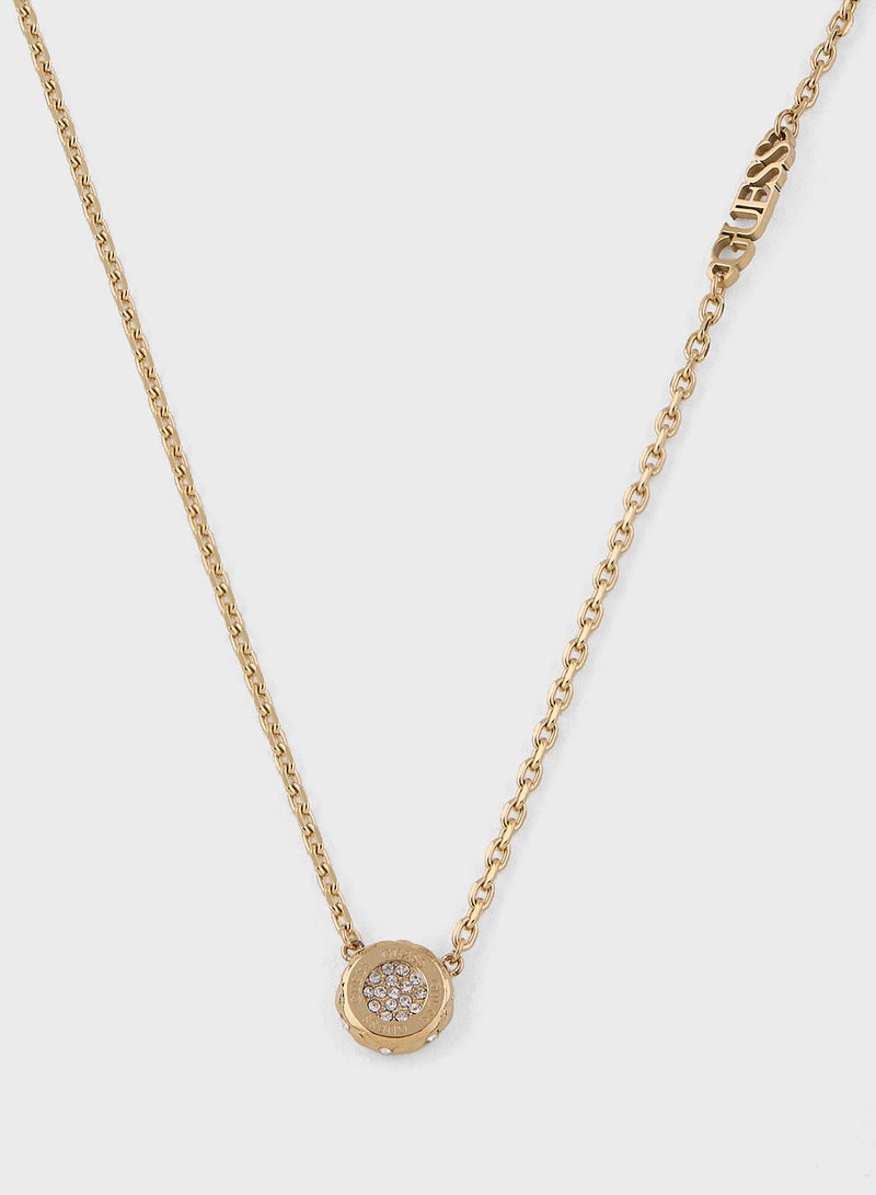 GUESS Matelasse Pave Coin Necklace - Image 2