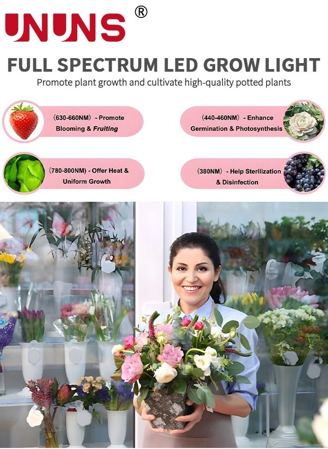 UNUNS - LED Grow Light,4 Heads Clip On Plant Grow Light With 3-Color Mixed,3 Modes Timing Function Grow Light For Seedlings,3/9/12H Timer,For Indoor Plants - Image 1
