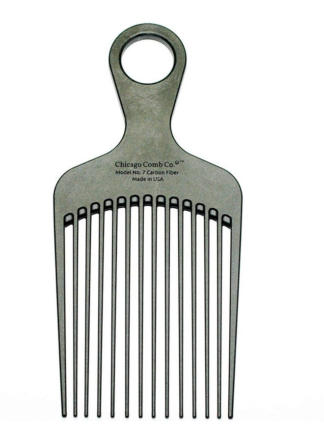 Chicago Comb Model 7 Carbon Fiber Pick Comb For Long Thick Curly & Afro Hair Black Color 6 Inches (15 Cm) - Image 2