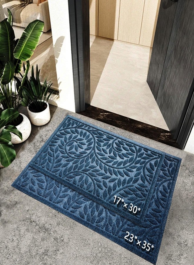 Bulijojo Front Door Mat Entrance,Durable Heavy Duty Welcome Mat,Thick Absorbent Natural Rubber Non Slip Mat,Sturdy Entryway Blue 17"x30" - Image 2