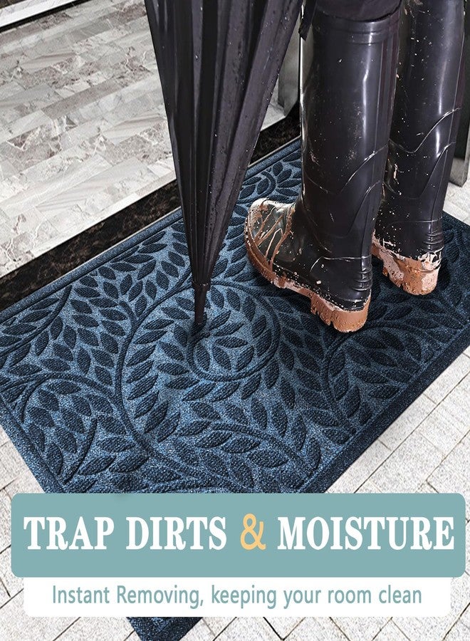 Bulijojo Front Door Mat Entrance,Durable Heavy Duty Welcome Mat,Thick Absorbent Natural Rubber Non Slip Mat,Sturdy Entryway Blue 17"x30" - Image 3