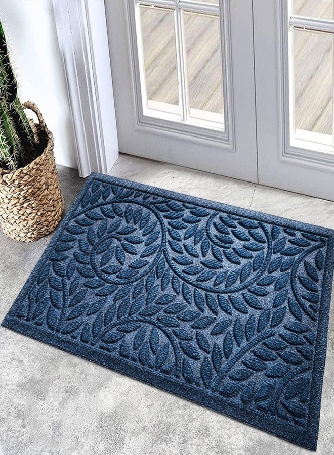 Bulijojo Front Door Mat Entrance,Durable Heavy Duty Welcome Mat,Thick Absorbent Natural Rubber Non Slip Mat,Sturdy Entryway Blue 17"x30" - Image 1