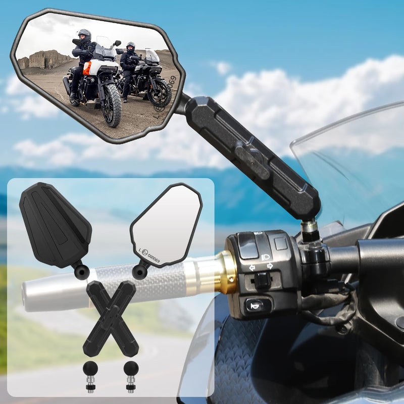 مرآة دراجة مغامرة SHEJISI تناسب دراجات RAM B Balls ومقود 78 M10 M8 متوافقة مع KTM 1290 سوبر مغامرة وهوندا أفريقيا توين وكاواساكي KLR وياماها XTS وسوزوكي DR وBMW GSADVATV