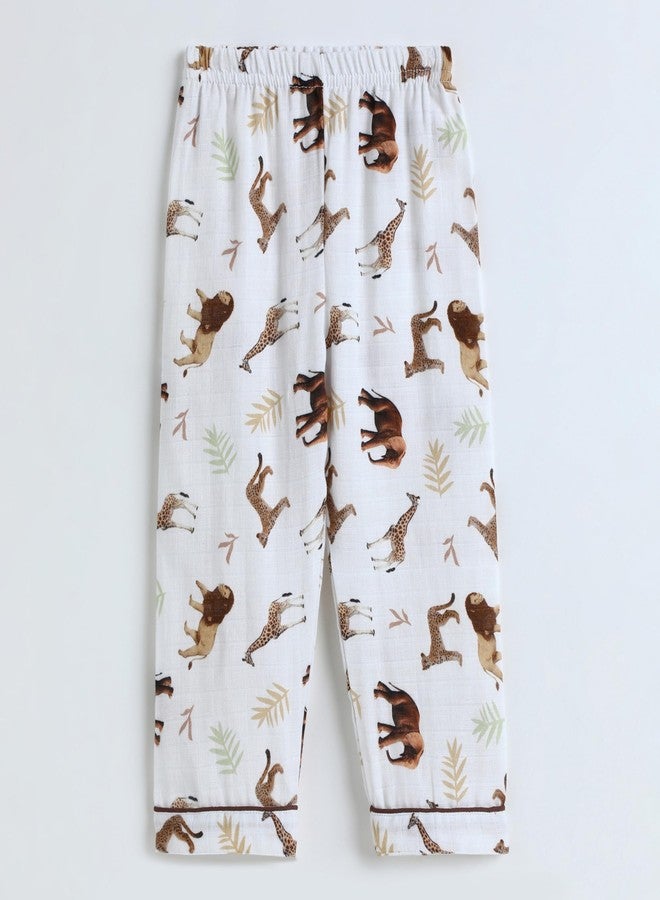 The Boo Boo Club Playful Animal Print Muslin Night Suit - Soft, Breathable Fabric for Sensitive Skin - Cozy, Flexible Fit for All Seasons, Durable & Long-Lasting - Image 4