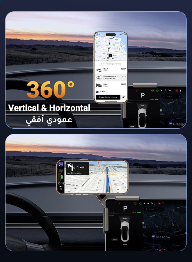 يو جرين حامل هاتف سيارة تسلا ماج سيف لسلسلة آيفون 17/16/15، ملحقات تسلا موديل 3 2025، ملحقات تسلا موديل Y، دوران 360 درجة، مناسب للشاشة، مغناطيسي، حامل سيارة ماج سيف، جميع الهواتف، إلخ - Image 5
