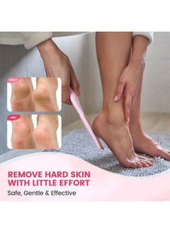 BEZOX Long Handle Glass Foot File Callus Remover, Foot Scrubber For Dead Skin, Cracked Heel Foot Scraper - Purple  - Image 2