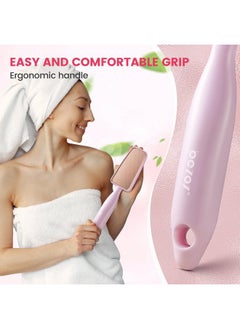 BEZOX Long Handle Glass Foot File Callus Remover, Foot Scrubber For Dead Skin, Cracked Heel Foot Scraper - Purple  - Image 5