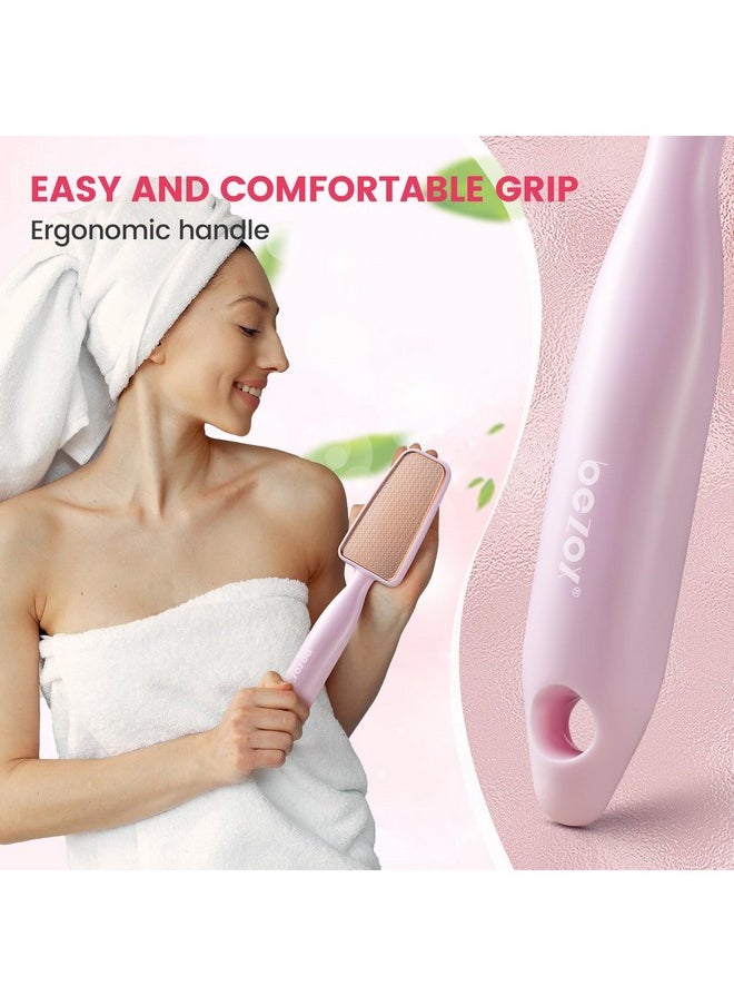 BEZOX Long Handle Glass Foot File Callus Remover, Foot Scrubber For Dead Skin, Cracked Heel Foot Scraper - Purple  - Image 5