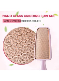 BEZOX Long Handle Glass Foot File Callus Remover, Foot Scrubber For Dead Skin, Cracked Heel Foot Scraper - Purple  - Image 3