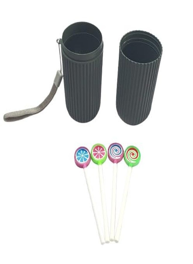 MAXI Lollipop Tongue Cleaner for Kids with Travel Case, BPA Free Plastic Tongue Scraper, Oral Hygiene Cleaner for Bad Breath & Bacteria Removal, Easy Grip Handle Multicolor (Pack of 4) - Image 5