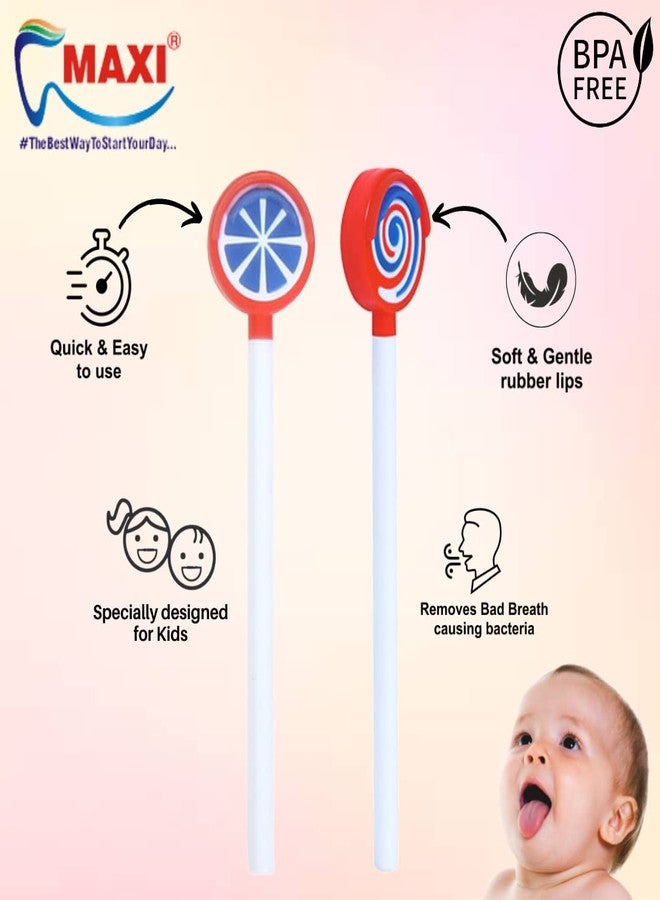MAXI Lollipop Tongue Cleaner for Kids with Travel Case, BPA Free Plastic Tongue Scraper, Oral Hygiene Cleaner for Bad Breath & Bacteria Removal, Easy Grip Handle Multicolor (Pack of 4) - Image 4