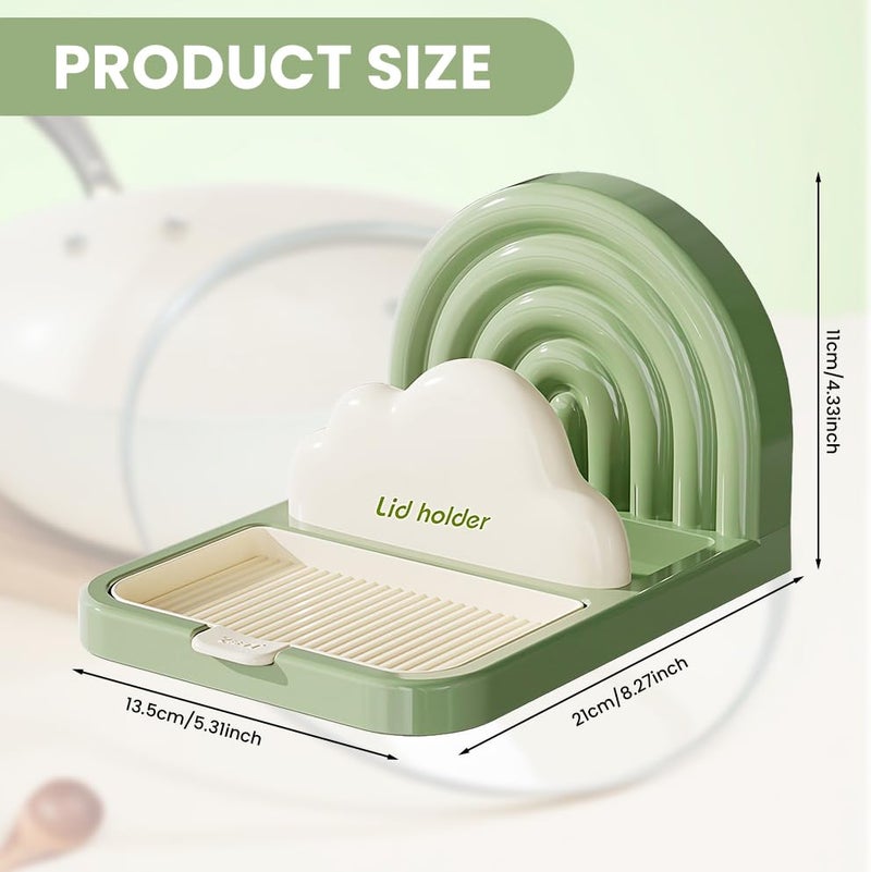 Supvox® Spoon Rest - Spoon Rest Holder Spatula Holder for Kitchen Spatula Stand Pan Cover Lid Rack Pot Clips Support Ladle Heat-Resistant Utensil Stand, Green - Image 2