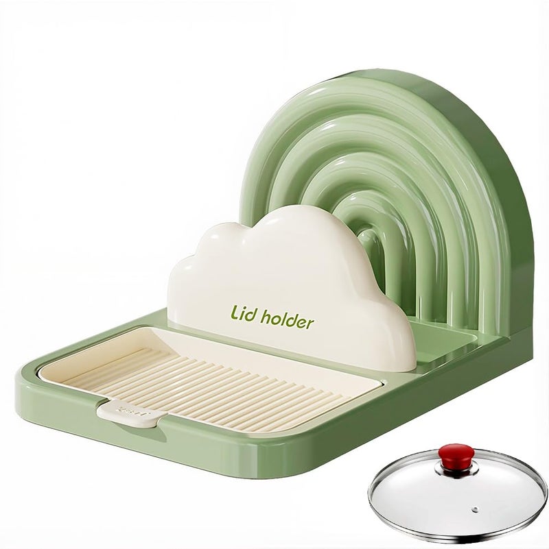 Supvox® Spoon Rest - Spoon Rest Holder Spatula Holder for Kitchen Spatula Stand Pan Cover Lid Rack Pot Clips Support Ladle Heat-Resistant Utensil Stand, Green - Image 1