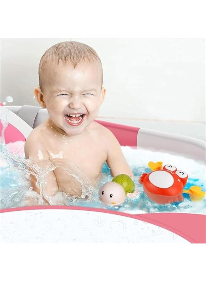 HOOKOR Collapsible Baby Bathtub for Infants to Toddler with Real-time Temp Monitor&Floating Cushion,Foldable Baby Bath Tub Set Applicable 0-36 Month,Perfect Baby Tub for Newborns Baby (Pink) - Image 3