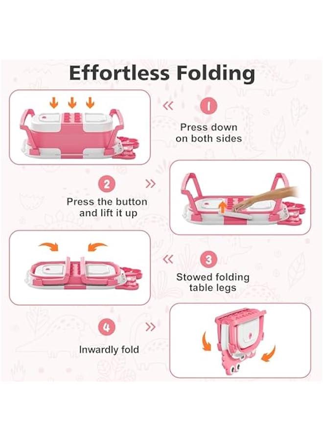 HOOKOR Collapsible Baby Bathtub for Infants to Toddler with Real-time Temp Monitor&Floating Cushion,Foldable Baby Bath Tub Set Applicable 0-36 Month,Perfect Baby Tub for Newborns Baby (Pink) - Image 5