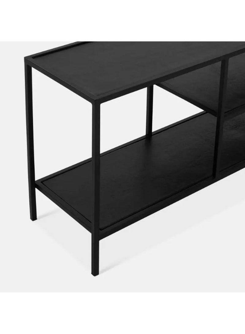 LINGWEI Modern TV Stand with Black Glass Shelves Wide Entertainment Center with Metal Frame 3 Tier Storage Shelves No Assembly Required Stylish TV Console Table for Living Room & Bedroom - Image 4