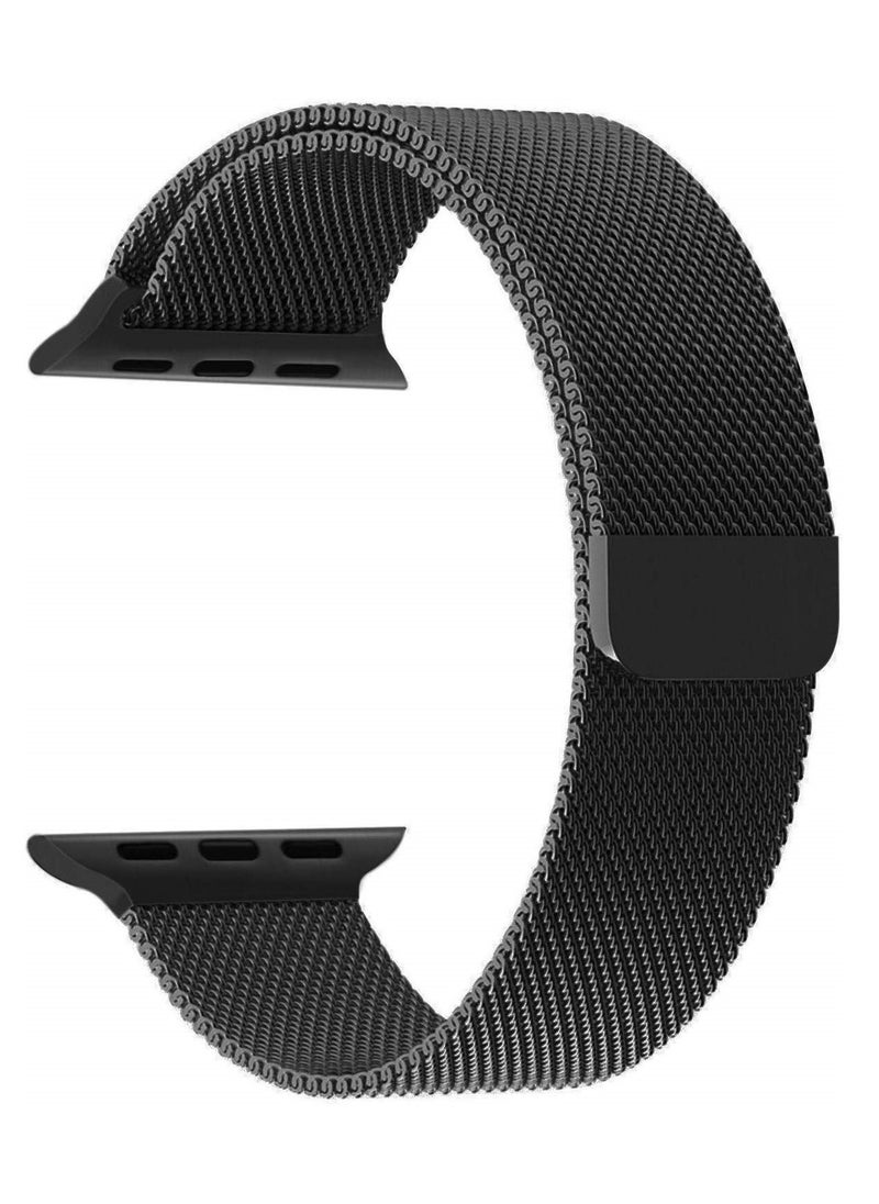 BSNL - Replacement Strap Milanese Loop Band For Apple Watch Series 1/2/3 (38mm) Series 4/5/6/SE Series 7 (41mm) Black - Image 1