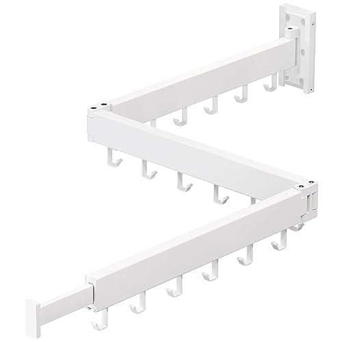 Dr.DJ DrDJ Clothes Drying Rack for Laundry Retractable Clothes Hanger Rack Wall Mounted Folding Indoor Drying Rack Space Saver Clothes RackCollapsible TriFold with 18 JHooks Laundry Rack White - Image 1